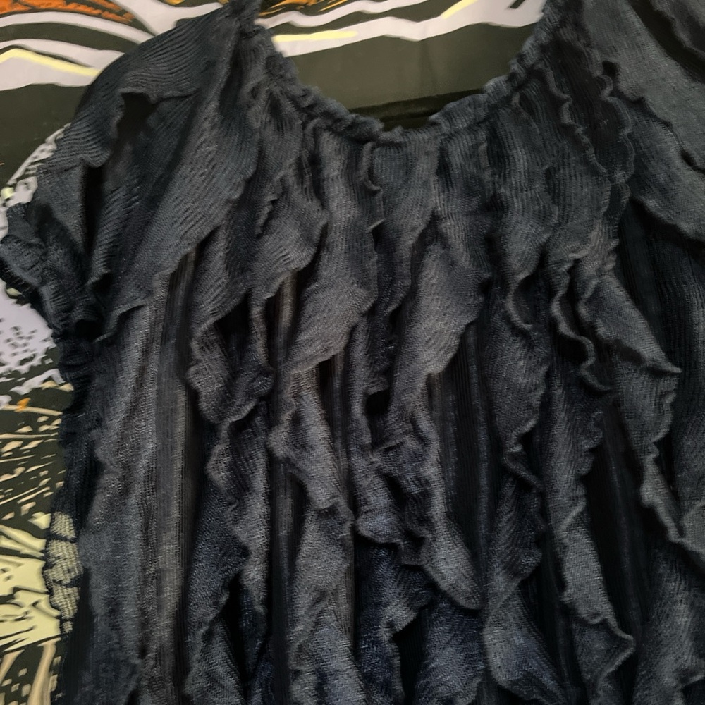 Elegant Navy Ruffled Women's Top